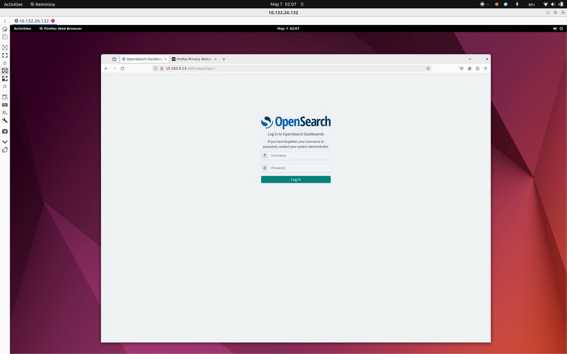 OpenSearch Dashboards - Multipass Desktop