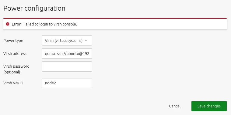 Power configuration using 'Power type' of Virsh