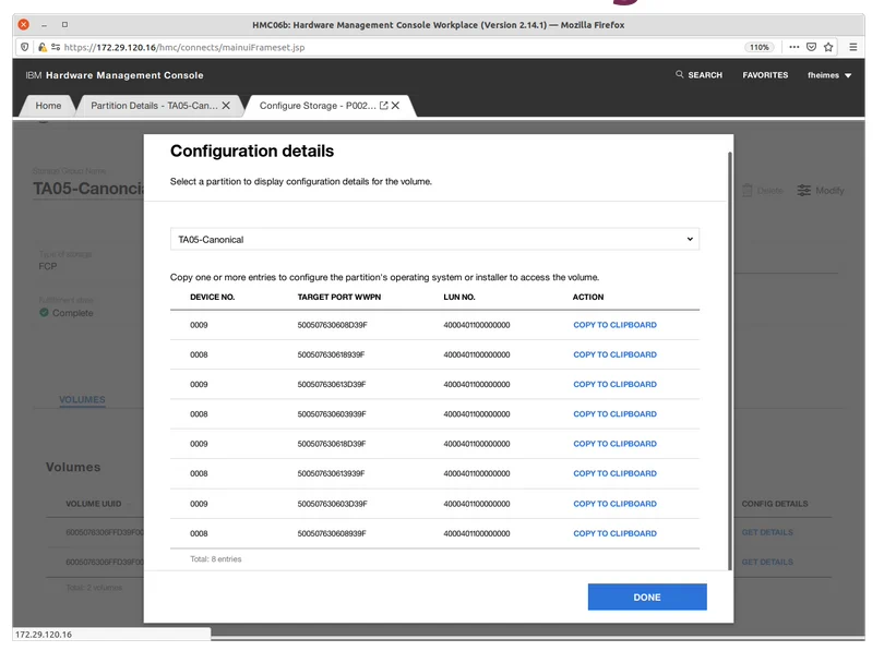 Boot Volume configuration details screen showing volume parameters